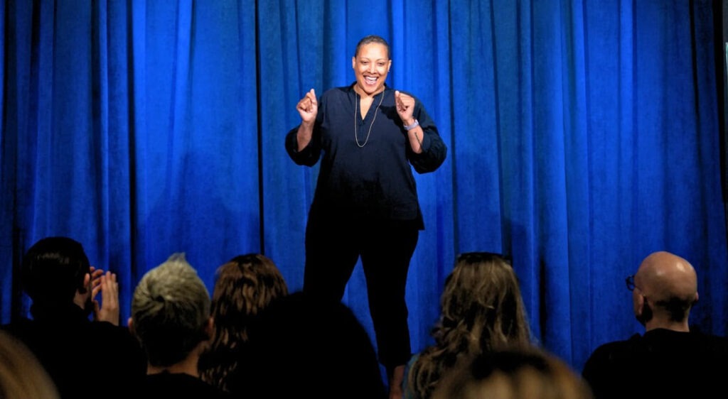 Kelly on the stage